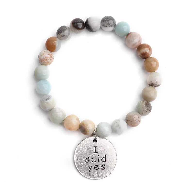 Women's Bracelet Amazonite Prayer Beads Energy with Lotus OM Buddha Yoga Bracelet 108 Mala Meditation Necklace Jewelry Bijoux