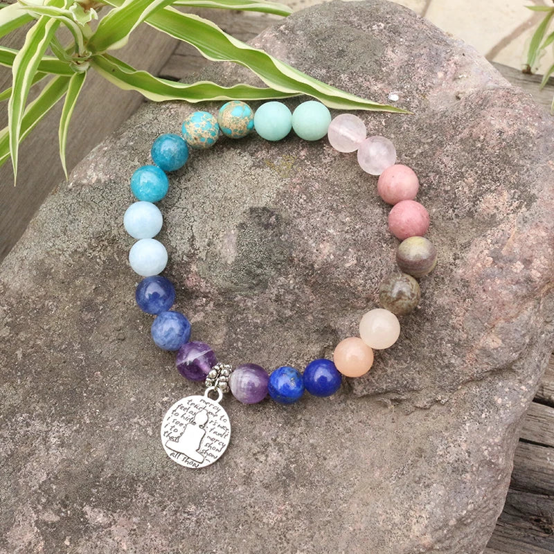8mm Natural Stone Beads,28 Colorful Stones,Buddha,Summer,JapaMala Sets,Spiritual Jewelry,Meditation,Inspirational,108 Mala Beads
