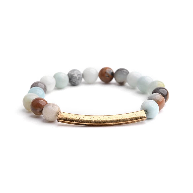 Women's Bracelet Amazonite Prayer Beads Energy with Lotus OM Buddha Yoga Bracelet 108 Mala Meditation Necklace Jewelry Bijoux