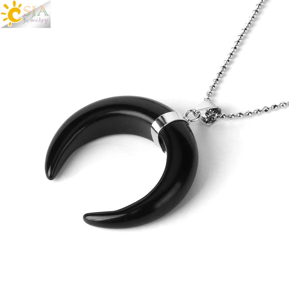The HERA Pendant – Half Moon Natural Stone Necklace