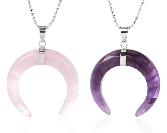 The HERA Pendant – Half Moon Natural Stone Necklace
