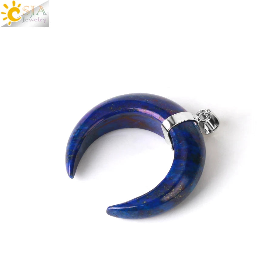 The HERA Pendant – Half Moon Natural Stone Necklace
