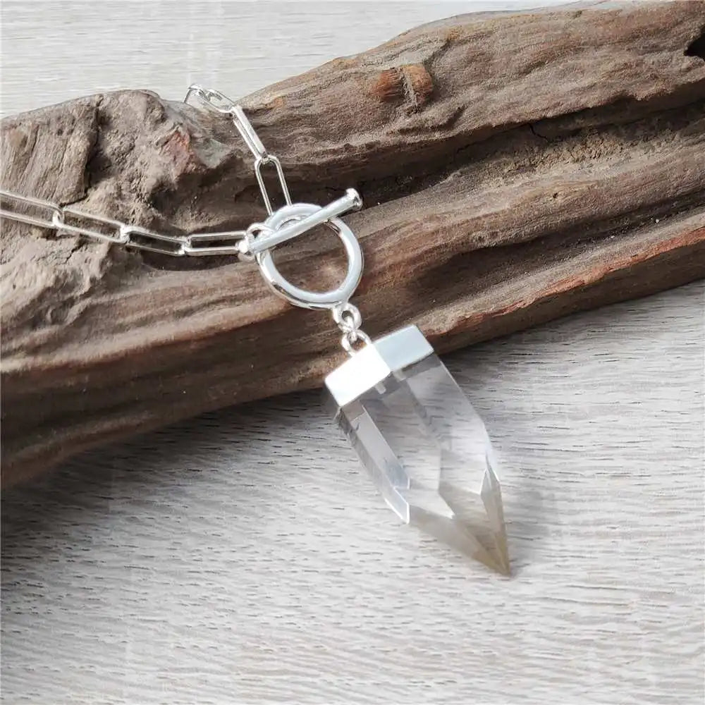Ethereal Essence: Natural Crystal Point Lariat Necklace