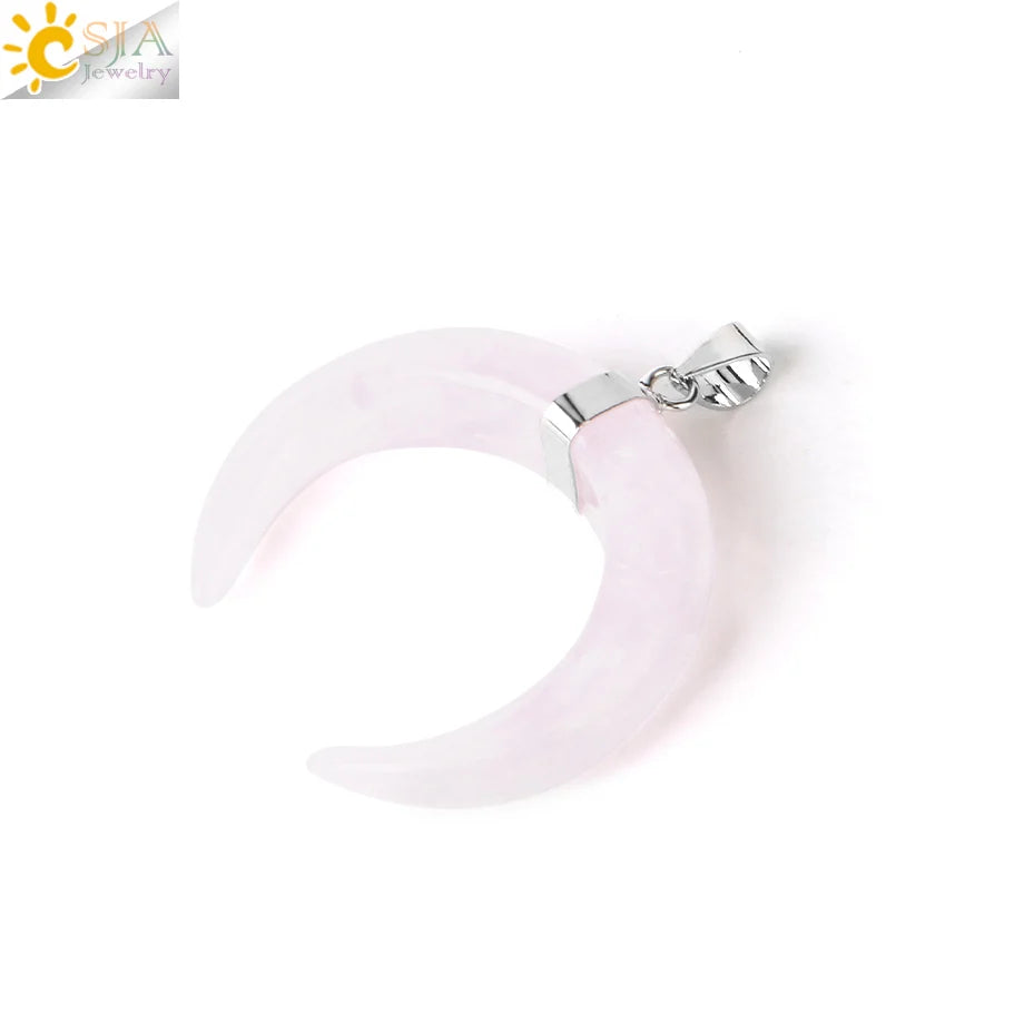 The HERA Pendant – Half Moon Natural Stone Necklace
