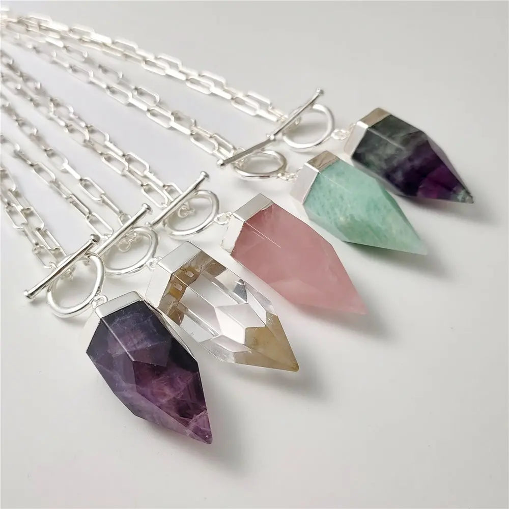 Ethereal Essence: Natural Crystal Point Lariat Necklace