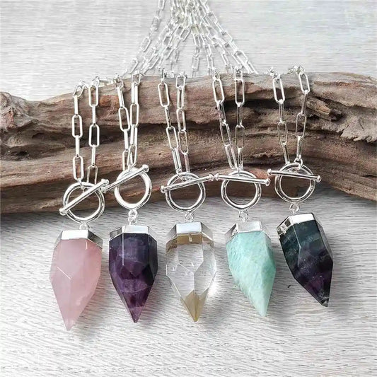 Ethereal Essence: Natural Crystal Point Lariat Necklace