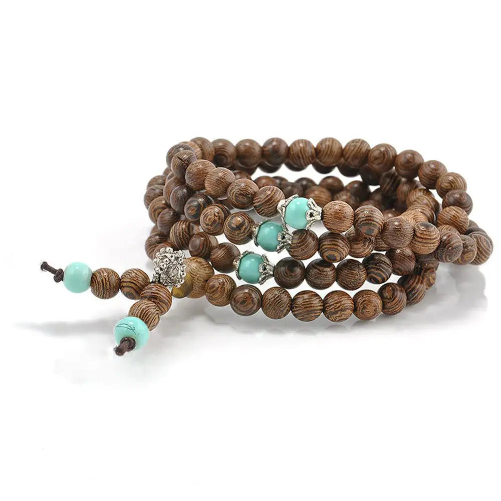 Women's Bracelet Amazonite Prayer Beads Energy with Lotus OM Buddha Yoga Bracelet 108 Mala Meditation Necklace Jewelry Bijoux