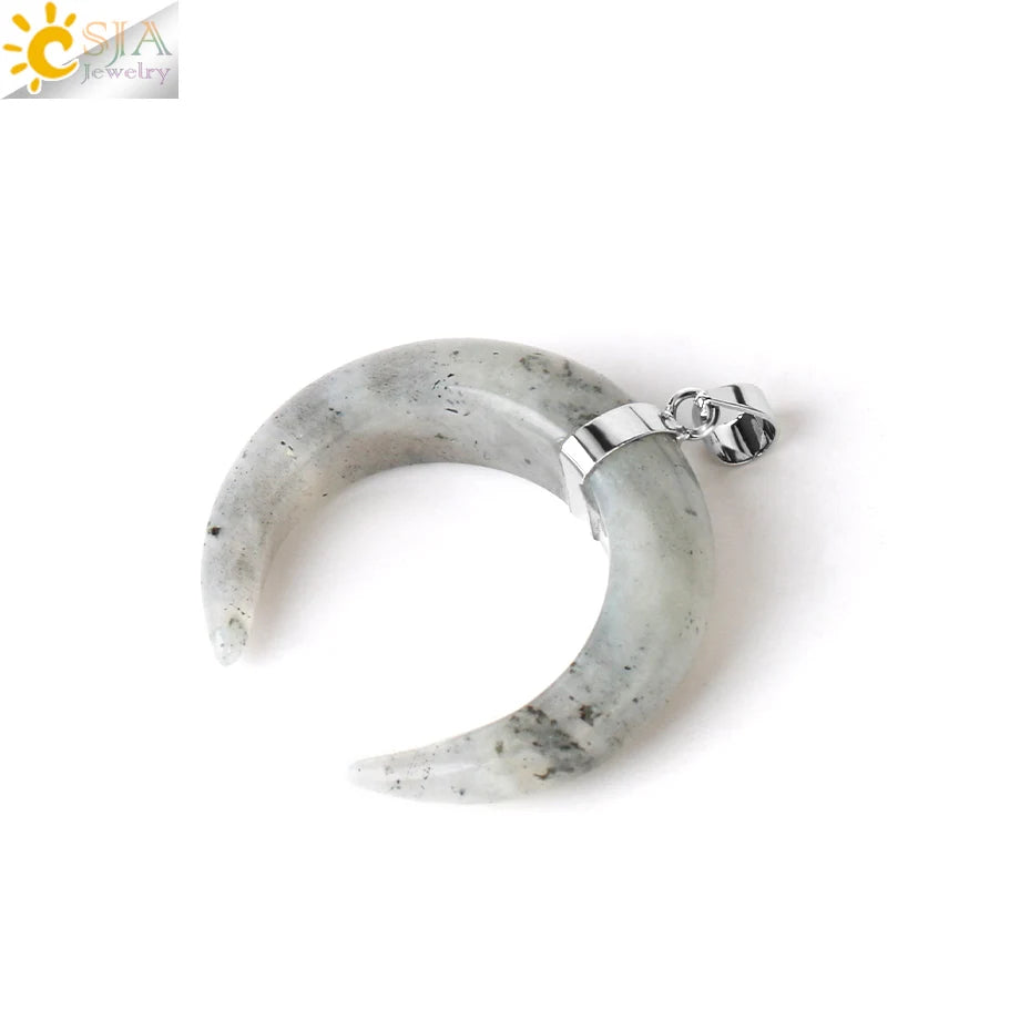 The HERA Pendant – Half Moon Natural Stone Necklace