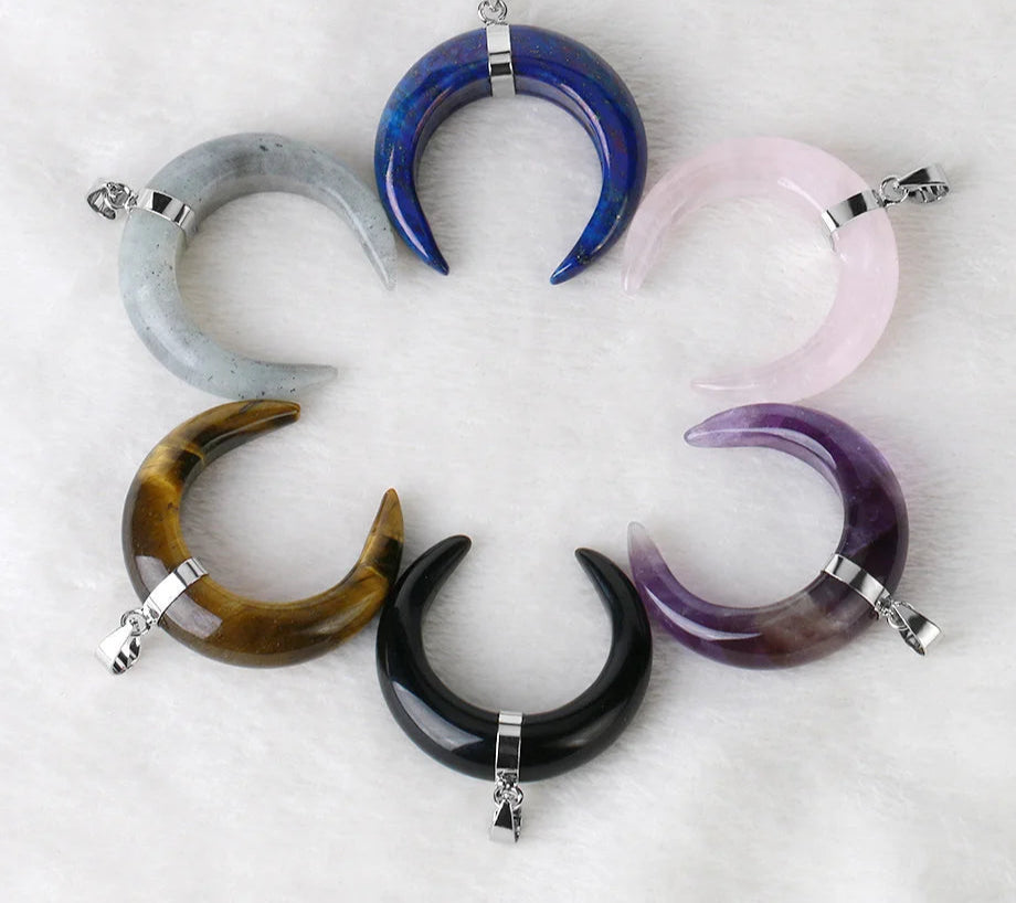The HERA Pendant – Half Moon Natural Stone Necklace