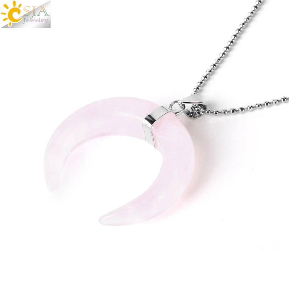 The HERA Pendant – Half Moon Natural Stone Necklace