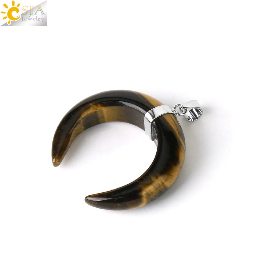 The HERA Pendant – Half Moon Natural Stone Necklace