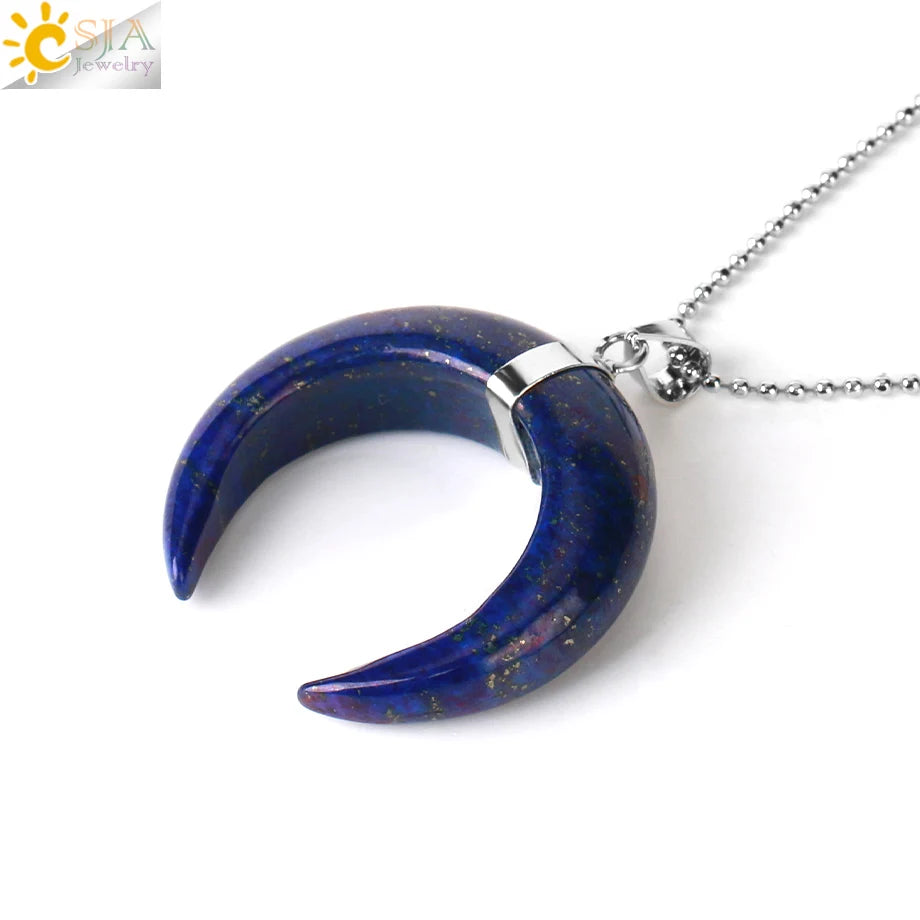 The HERA Pendant – Half Moon Natural Stone Necklace