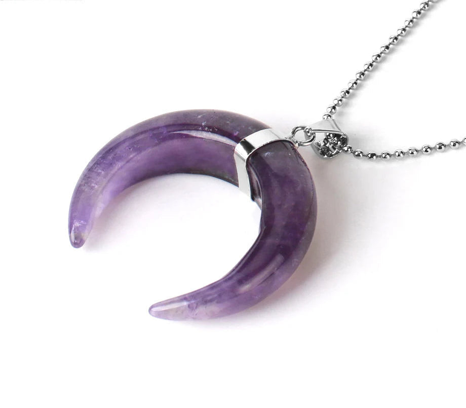 The HERA Pendant – Half Moon Natural Stone Necklace