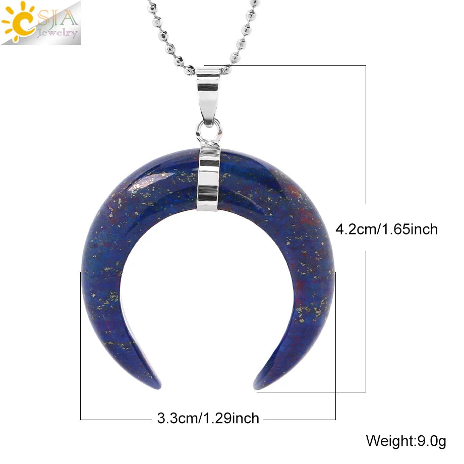 The HERA Pendant – Half Moon Natural Stone Necklace
