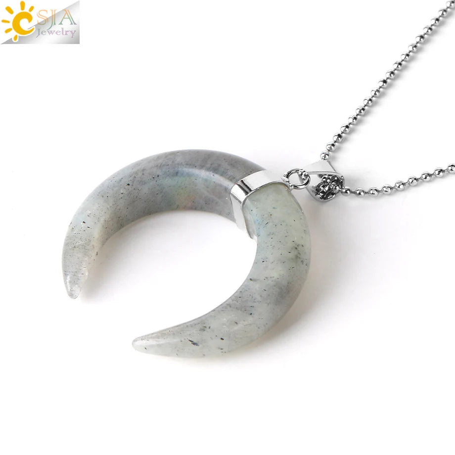 The HERA Pendant – Half Moon Natural Stone Necklace