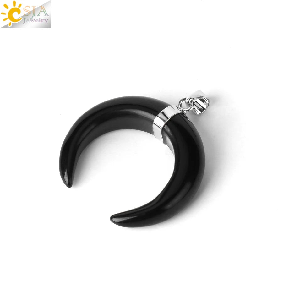 The HERA Pendant – Half Moon Natural Stone Necklace