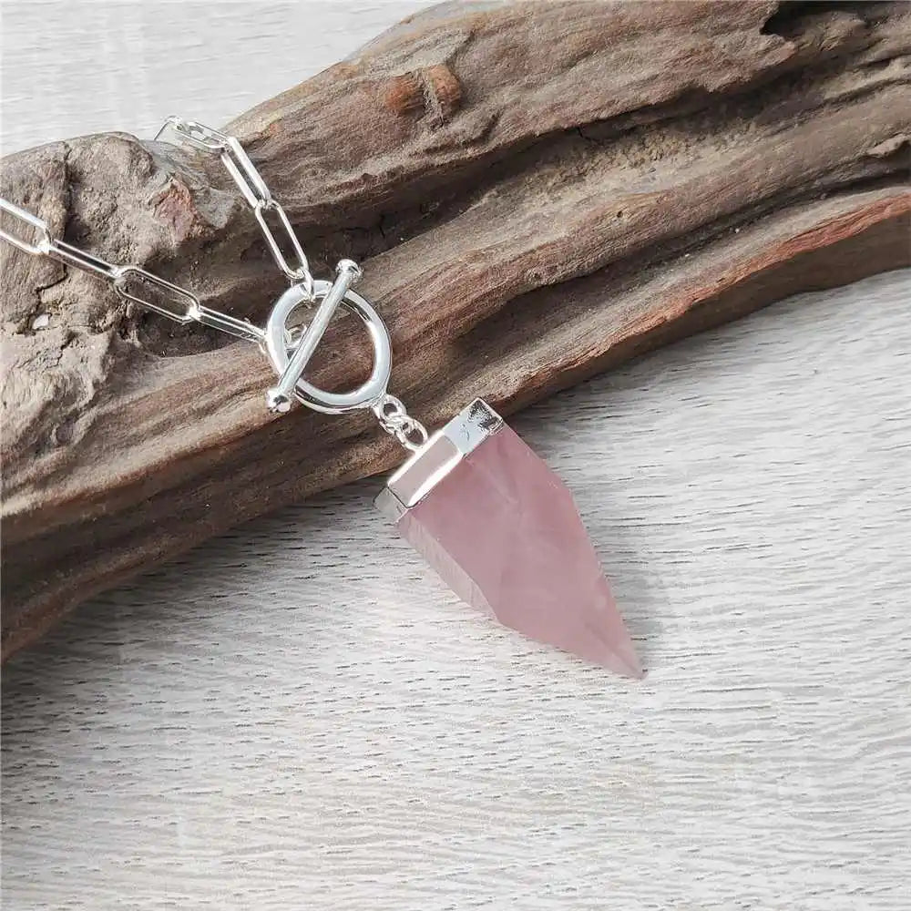 Ethereal Essence: Natural Crystal Point Lariat Necklace